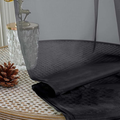 Extra Long Black Sheer Curtains for Bedroom Living Room 120 Inches Long 2 Panels Set, Solid Soft Light Filtering Rod Pocket Sheer Window Curtains, Black, Each 59" Wx120 L Inch