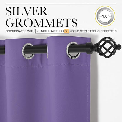 NICETOWN Window Curtain Panels, Thermal Insulated Solid Grommet Blackout Draperies/Drapes for Basement (Lilac Purple, 1 Pair, 29 by 45-inch)