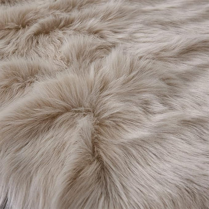 Arbosofe Ultra Soft Faux Fur Rug, Area Rugs, Beige Fluffy Shaggy Fur Rug for Bedroom & Living Room, Kids Room Decor, 2 x 6 Feet Sheepskin