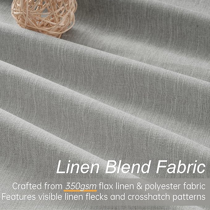 Grey Linen Blackout Curtains 95 Inch Long 2 Panels Back Tab Thermal Insulated Light Blocking Curtain for Living Room 100% Black Out Drape for Bedroom Neutral Rustic Farmhouse 52x95 Length Frost Grey