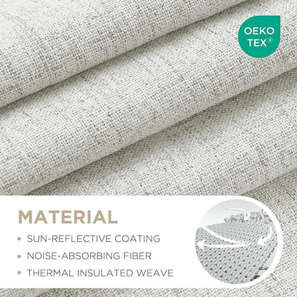 Joydeco Blackout Curtains for Bedroom - 100% Light Blocking 2 Panels Set White Drapes 37" W x 72" L, Thermal Insulated Room Darkening Curtains, Linen Textured for Living Room, Rod Pocket & Back Tabs