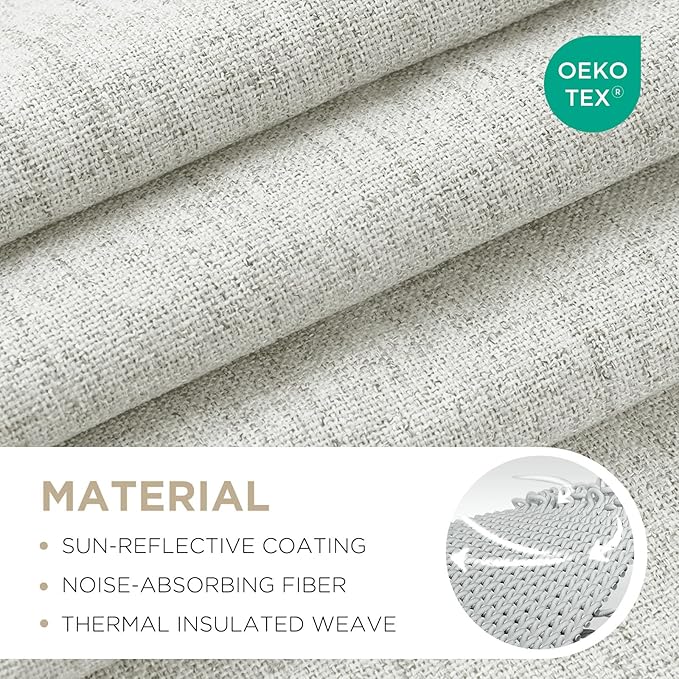 Joydeco Linen Blackout Curtains for Bedroom - 100% Light Blocking 1 Panels, White Drapes 70" W x 108" L, Thermal Insulated Room Darkening Curtains for Living Room, Rod Pocket & Back Tabs