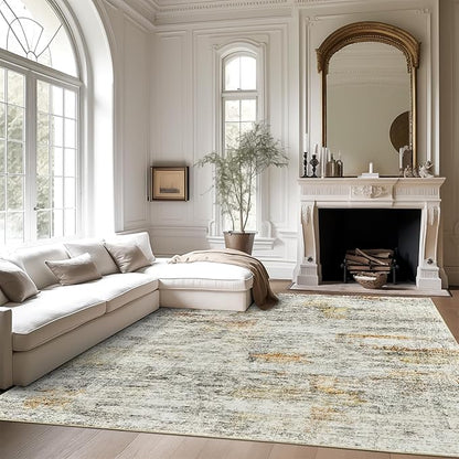 6x9 Area Rug for Living Room Washable 6x9 Non-Slip Modern Abstract Rugs for Bedroom Dinning Room Ultra-Thin Indoor Gray Rust