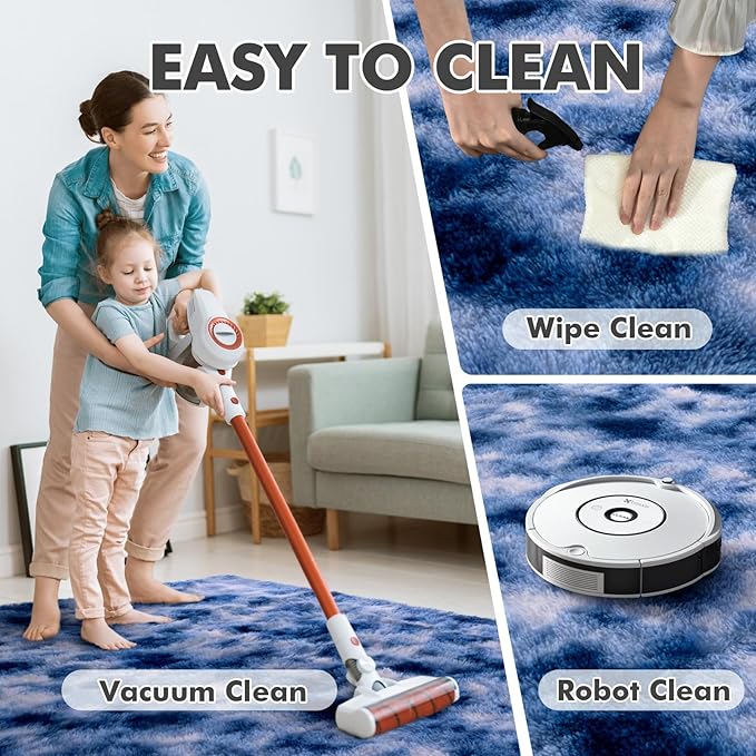 10x14 Ft Extra Large Shag Rugs for Living Room, Ultra Soft Fluffy Furry Area Rugs for Bedroom Indoor Floor, Aesthetic Carpet for Kids Home Decor (Blue)