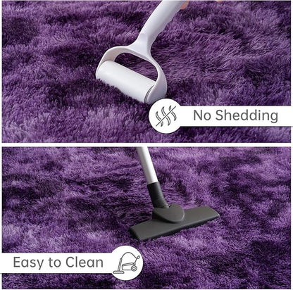 Goideal Fluffy Rug for Bedroom Living Room, 3x5 Purple Area Rugs, Faux Fur Shag Modern Carpet Ultra Soft Girls Boys Room Home Decor, Tie-Dyed