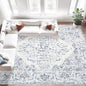 9x12 Area Rugs for Living Room: Washable Rug Vintage Large Rugs Soft Non Slip Low Pile Rug Floral Distressed Floor Carpet for Bedroom Dining Room Home Office (Blue,9'x12')