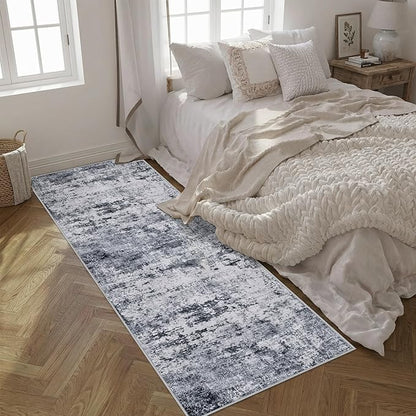 2.6'x8' Runner Rug Washable Rug;Modern Abstract Soft Thin Runner Rug Grey