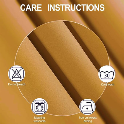 LEMOMO Mustard Yellow Blackout Curtains 52 x 63 Inch Length/Set of 2 Curtain Panels/Thermal Insulated Room Darkening Curtains for Bedroom and Living Room
