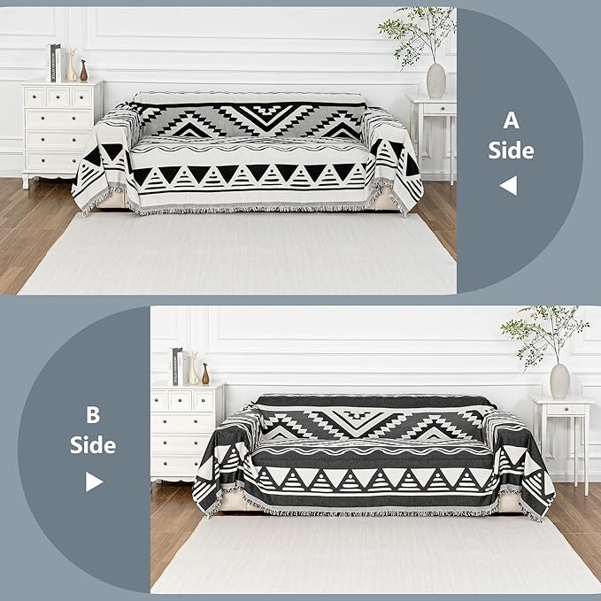 MYSKY HOME Couch Cover for Sectional Sofa Set Boho Geometric Furniture Sofa Cover Washable for Dog Cat Pets Couch Cover 3 Seat Sofa Chenille Couch Protector Multi-Use Couch Covers Blanket,71" X134"