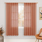 LAMIT Light Filtering Linen Curtains 68 inches Long for Bedroom, Linen Textured Semi Sheer Back Tab and Rod Pocket Boho Modern Drapes for Living Room/Farmhouse, Terracotta, 2 Panels, 52 x 68 Inch