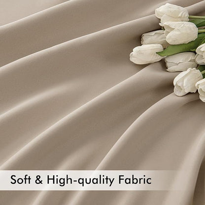 MIULEE Taupe Back Tab Blackout Curtains 72 Inches Long 2 Panels Set for Living Room Bedroom Privacy, Rod Pocket/Pinch Pleat Thermal Insulated Room Darkening Pleated Light Blocking Drapes