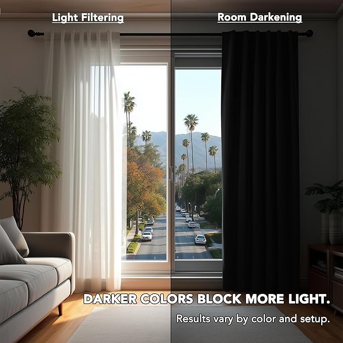Deconovo Blackout Curtains, Thermal Insulated, W42 x L95 2 Panels, Back Tab, Machine Washable, Room-Darkening Drapes for Bedroom/Living Room Black