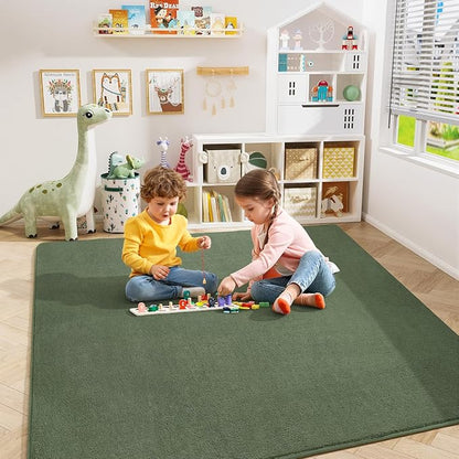 Amearea 4x4 Square Area Rugs for Bedroom Living Room, Sage Green Thickened Memory Foam Rug, Fluffy Indoor Washable Rug Non Slip Minimalist Carpet for Entryway Kids Boys Girls Dorm Nursery Room Decor