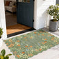Floral Outdoor Rug - 28" x 43" Front Door Mat Indoor Outside Entrance Non-Slip Washable Outdoor Mat Sage Green Boho Flower Rug for Entryway Kitchen Bedroom Layered Doormat for Front Porch