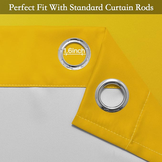 SimpleHome Ombre Room Darkening Curtains for Bedroom, Gradient Yellow to Grey White Light Blocking Thermal Insulated Grommet Window Curtain/Drapes for Living Room,2 Panels, 52x84 inches Length