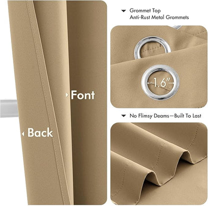 MIULEE Taupe Brown Blackout Curtains for Bedroom Living Room 45 Inches Long 2 Panels, Thermal Insulated Room Darkening Drapes Solid Grommet Noise Reduction Light Blocking Window Treatments 40x45 Inch