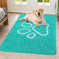 Smiry Dog Door Mat for Muddy Paws, Absorbent Dirt Trapper Non Slip Quick Dry Washable Chenille Mat for Mud Dogs, Entry Rug for Indoor and Outdoor (40x32 Inches, Turquoise and White)