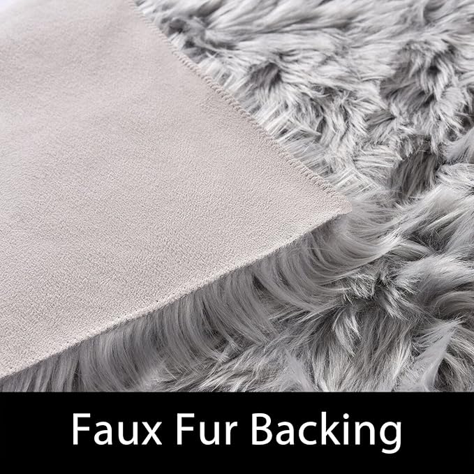 Latepis Small Rugs for Bedroom 2x3 Grey Faux Sheepskin Rug for Living Room Super Soft Rugs for Dorm Room Fluffy Rug for Bedroom Rectangle