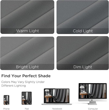 CUCRAF Light Grey Blackout Curtains 108 inch Length 2 Panels Set, Rod Pocket Room Darkening Drapes for Bedroom Living Room, Insulated Thermal Light Blocking Window Curtain (W52 x L108 Inch)