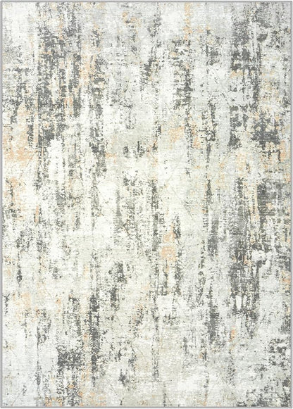 6x9 Area Rugs Washable Rug: Large Modern Abstract Living Room Rug Soft Anti-Skid Thin Carpet Indoor Floor Non-Shedding Carpets for Bedroom Dining Room Farmhouse Nursery Home Office Grey Brown