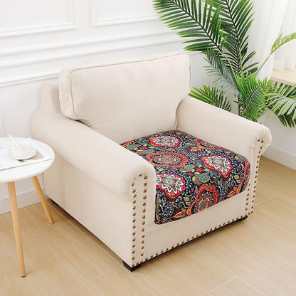 hyha Printed Couch Cushion Covers, Floral Sofa Covers Washable for Cushion Couch, Stretch Pattern Outdoor Cushion Covers for Patio Furniture with Elastic Bottom(Small, Mandala Floral)