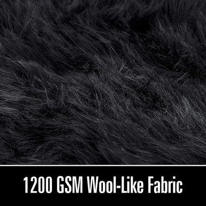 LOCHAS Soft Fluffy Faux Fur Rugs for Bedroom Bedside Rug 2x3 Feet, Washable, Furry Sheepskin Area Rug for Living Room Girls Room, Luxury Shag Carpet Home Decor, Black