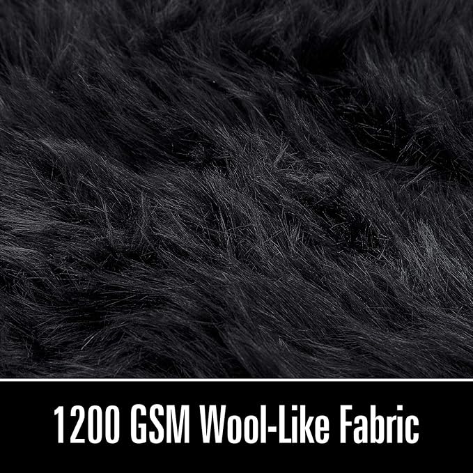 LOCHAS Soft Fluffy Faux Fur Rugs for Bedroom Bedside Rug 2x4 Feet, Washable, Furry Sheepskin Area Rug for Living Room Girls Room, Luxury Shag Carpet Home Decor, Black