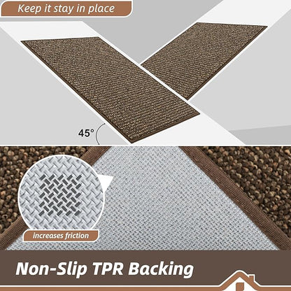 BEQHAUSE Kitchen Runner Rugs 24"x72", Non-Slip Kitchen Mats for Floor, Super Absorbent and Stain Resistant Kitchen Rug, Machine Washable Rugs for Kitchen, Hallway, Laundry & Sink, Brown