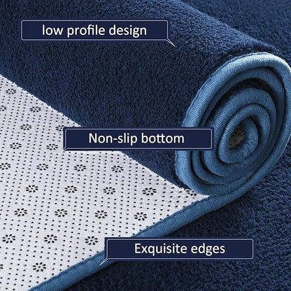 AROGAN Modern Shag Area Rug for Bedroom, 4x6 Feet Washable Rugs for Living Room, Indoor Floor Carpet, Plush Memory Foam Bedside Rugs for Kids Girls Teens Room Low Pile, Navy Blue