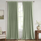 MIULEE 100% Blackout Linen Curtains for Bedroom, Sage Green Solid Luxury Decor Thermal Insulation Room Darkening Drapes for Living Room Nursery Back Tab Rod Pocket 42 x 108 Inches, 2 Panels