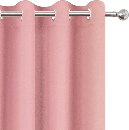 LEMOMO Pink Thermal Blackout Curtains/52 x 54 Inch/Set of 2 Panels Room Darkening Curtains for Bedroom