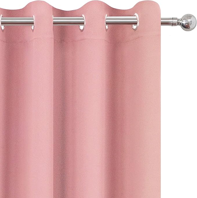 LEMOMO Pink Thermal Blackout Curtains/52 x 108 Inch/Set of 2 Panels Room Darkening Curtains for Bedroom