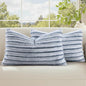 decorUhome Cozy Faux Fur Throw Pillow Covers 12x20 Set of 2 Decorative Soft Plush Striped Lumbar Modern Farmhouse Boho Couch Pillow Cases with Velvet Back for Sofa Bed Living Room, Grey White