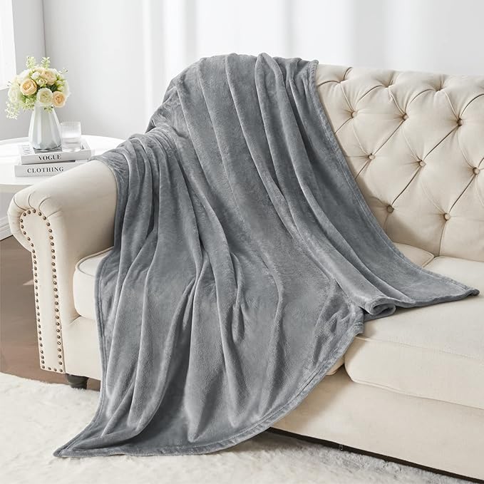 BEDELITE Fleece Blanket Grey Throw Blanket for Couch & Bed, Luxury Plush Cozy Fuzzy Blanket 50" x 60", Super Soft Warm Lightweight Throw Blanket for Travel Camping