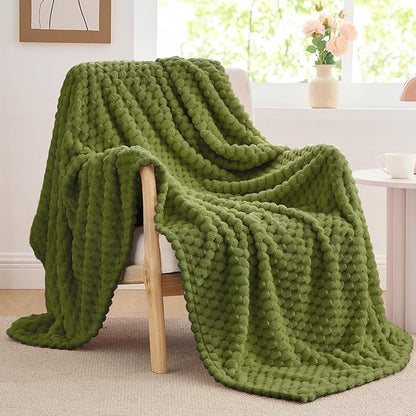 BEDELITE Fleece Blanket - 3D Jacquard Decorative Green Apple Throw Blankets for Couch & Bed, Soft and Cozy Warm Plush Fluffy Blanket All Seasons Suitable, 50x60Inches