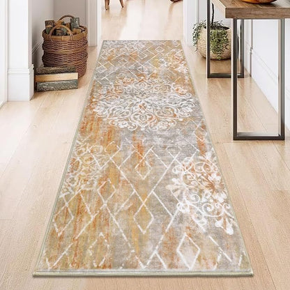 HEBE Hallway Runner Rug 2'x6' Washable Vintage Distressed Area Rugs Non Slip Laundry Rug Runner Boho Floor Carpet Runners for Hallways Entryway Laundry Room Kitchen Bathroom