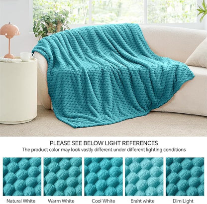 BEDELITE Fleece Blanket - 3D Jacquard Decorative Teal Throw Blankets for Couch & Bed, Soft and Cozy Warm Plush Fluffy Blanket All Seasons Suitable, 50x70Inches