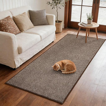 FinRèc 2x6 Washable Runner Rugs for Kitchen Hallway Bedroom, Low Pile Thin Rug Solid Color, Non-Slip Carpet Indoor for Home Decor (Brown)