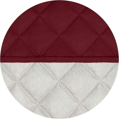 PureFit Reversible Quilted Sofa Cover, Water Resistant Slipcover Furniture Protector, Washable Couch Cover with Non Slip and Elastic Straps for Kids, Dogs, Pets (Oversized Recliner, Red/Ivory)