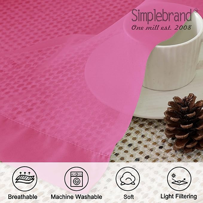 Simplebrand Hot Pink Sheer Curtains 63 Inch Length 2 Panels, Rod Pocket Solid Color Window Sheer Curtain Panels, Elegant Curtains & Drapes for Living Room, Bedroom 2 Panels (Ivory, 42" W x 63" L)