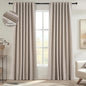 Topfinel 94 Inches Long Taupe Flax Custom Blackout Linen Curtains, Viral Ivory Pinch Pleated Noise Cancelling Curtains with Pin Hooks for Traverse, Burlap Viral Drapes 2 Panels for Living Room