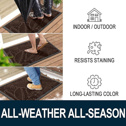 Colorxy Waterproof Doormat, Sturdy Natural Rubber Front Door Mats, Non Slip Low Profile Indoor Outdoor Entrance Mat, Stain Resistant Easy Clean Floor Mat for Patio or Entryway, 59''x36'', Dark Brown