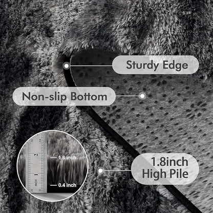 Area Rugs for Living Room, 4x6 Feet Soft Fluffy Shagg Plush Rug High Pile Large Non-Slip Floor Carpet for Bedroom Nursery Dorm Decor Aesthetic Black