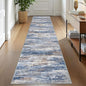 KOZYFLY Modern Abstract Hallway Runner, 2x10 Washable Rug Runner Non-Slip Soft Striped Kitchen Runner Rug, Blue Rust Print Carpet for Entryway Bathroom Laundry Room Foyer
