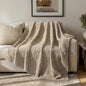 EVERGRACEHOME Modern Checkered Chenille Throw Blanket, Soft Cozy Plaid Knitted Chair Blanket for Sofa Couch, Decorative Knit Throw for Bed and Living Room, Sand Dune, 50" x 60"