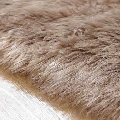 ORINOVA Beige Living Room Rugs 6x9 Area Rugs for Bedroom Nursery Kids Room Washable Faux Sheepskin Fluffy Fuzzy Fur Rug Home Décor