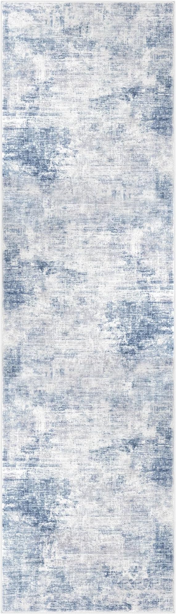 IOHOUZE Abstract Runner Rug 3x10 Ft Washable Runners for Hallways, Non Slip Kitchen Runner Printed Faux Wool Entryway Runner Indoor, Modern Abstract Floor Carpet for Hall Bedroom, Light Blue Grey