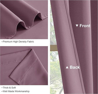PONY DANCE - Window Curtains - 42 inch W by 45 L Dusty Rose Thermal Insulated Curtain Drapes Light Filter Energy Efficient Modern Design Style for Home Decor Low Shading Effect, 2 Pieces