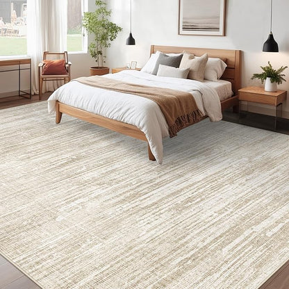 Living Room Rugs 10x14: Washable Moroccan Geometric Boho Rug Farmhouse Non Slip Stain Resistant Large Rug Low Pile Soft Carpet for Bedroom Dining Room Kids Room (Camel,10'x14')
