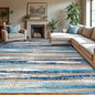 Lansny Modern Abstract 9x12 Large Machine Washable Living Room Rug Non-Slip Soft Bedroom Area Rug Blue Ultra Thin Print Faux Wool Carpet Throw Rugs for Nursery Playroom Dining Room Indoor Office